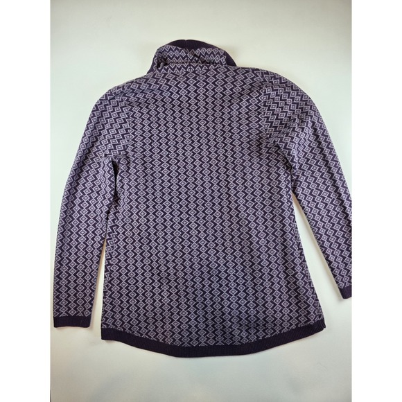 Neve Lisa Cardigan Sweater Merino Blend Purple/Acai Sz M Fair Isle Geometric - Picture 7 of 7